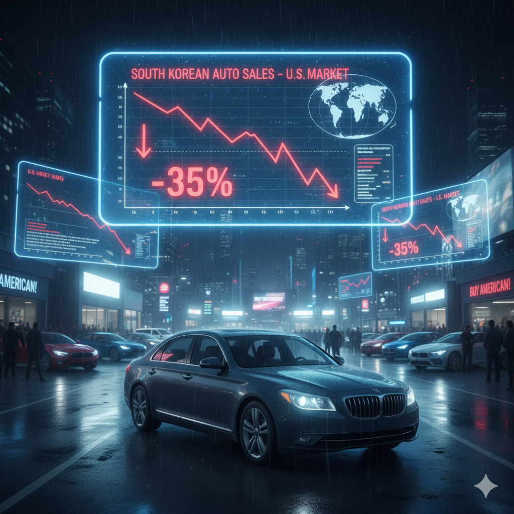 한국차 판매량 감소를 보여주는 이미지